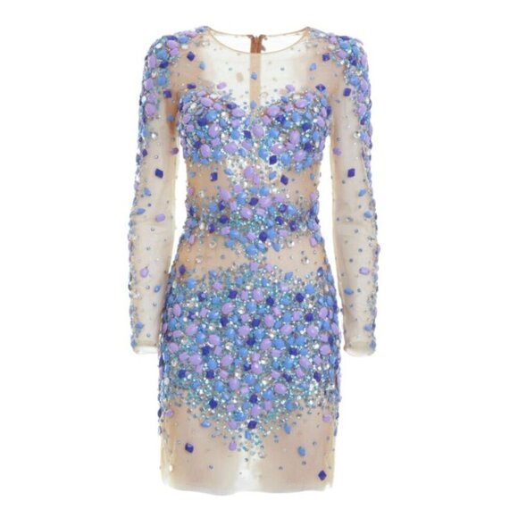 NWOT Forever Unique London Calli Beaded Dress Blue Size US 10 - Picture 1 of 7